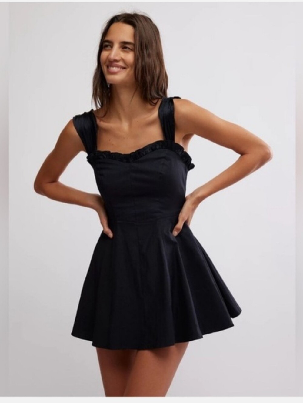 Free People Midnight Magic Black Fit-and-Flare Mini Dress